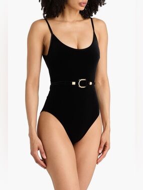 Zimmerman Rhiannon Velvet Scoop One Piece Swimsuit Black Sz 4 NWT